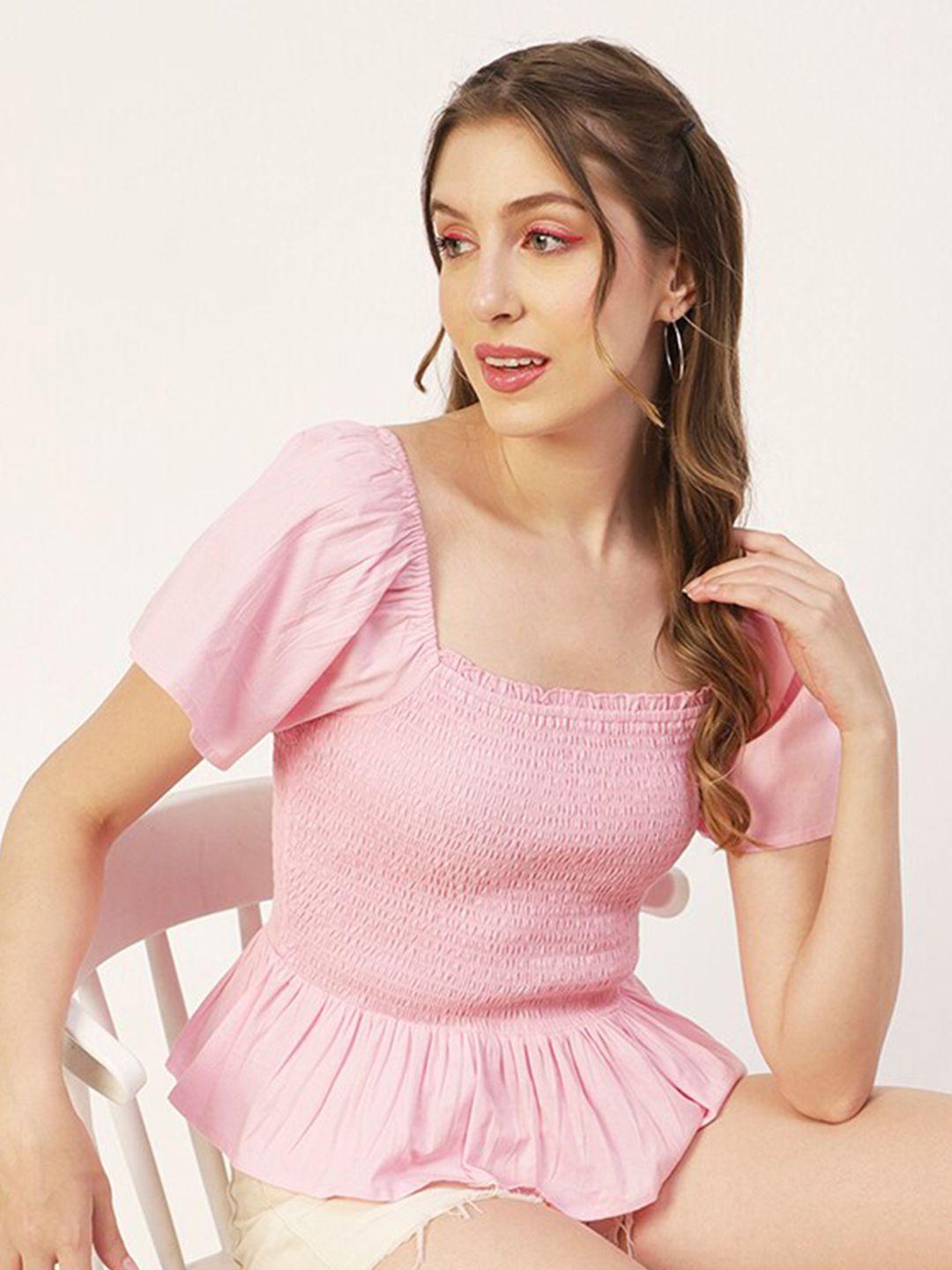 moomaya pink cotton peplum top