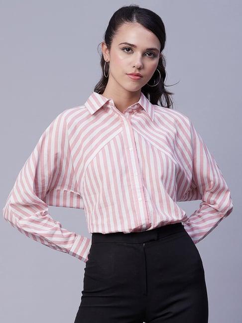 moomaya pink cotton striped shirt