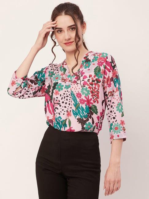 moomaya pink floral print shirt