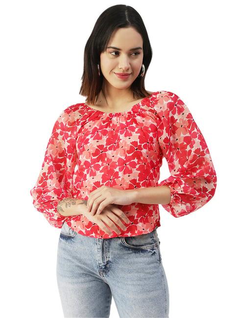 moomaya pink floral print top