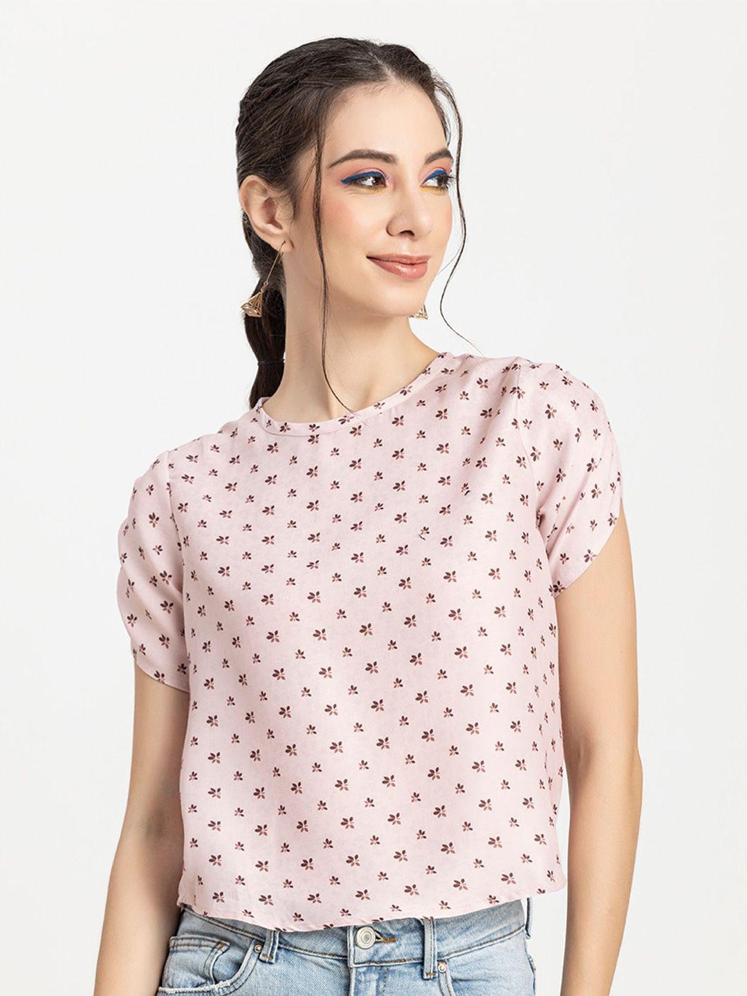 moomaya polka dot printed extended sleeves satin top