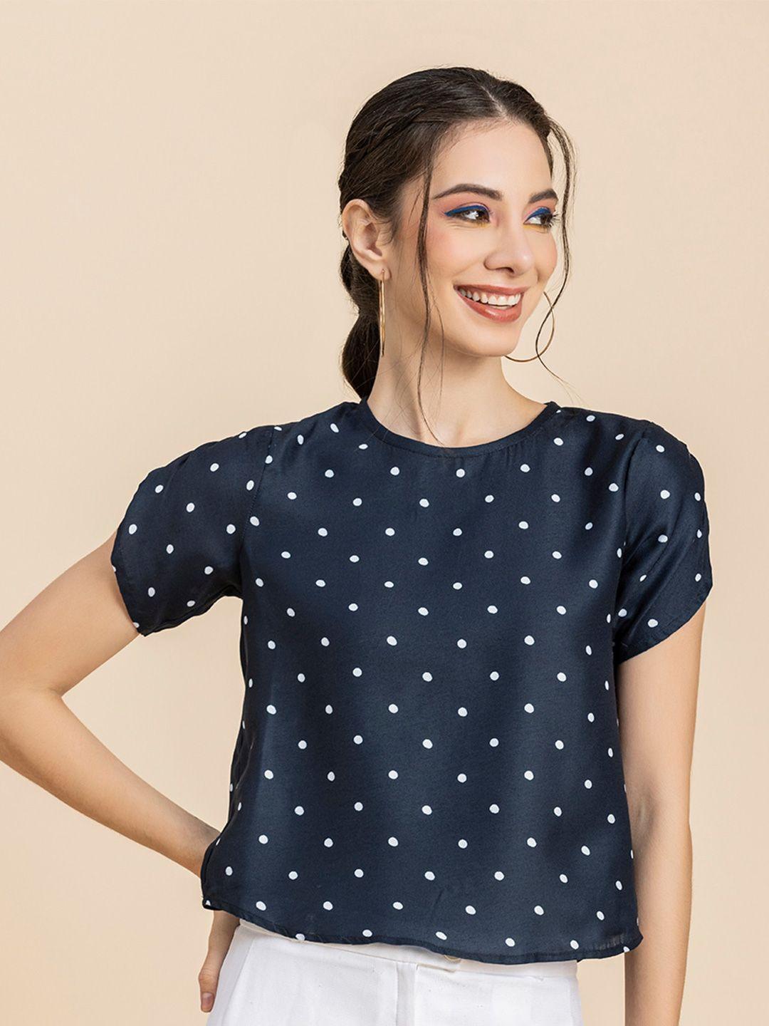 moomaya polka dot printed ruched top