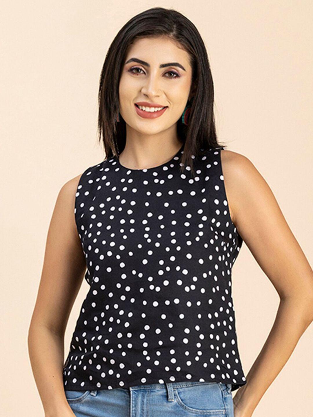 moomaya polka dot printed sleeveless top