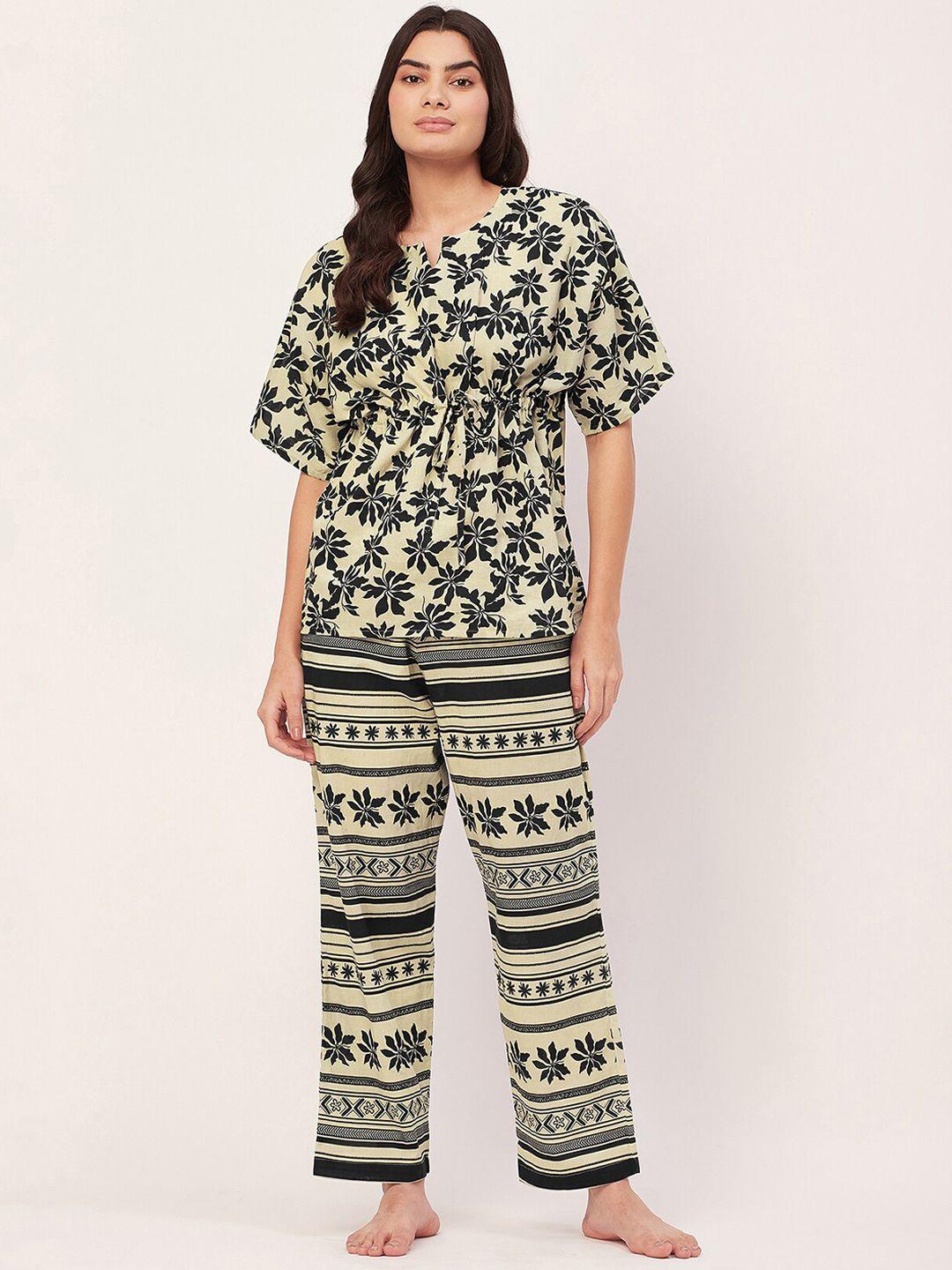moomaya printed cotton top with pyjamas night suit