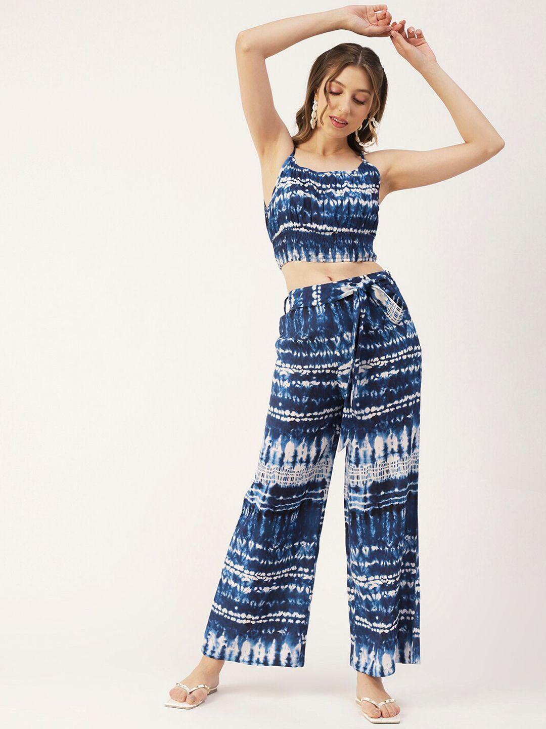 moomaya printed crop top with palazzo co-ords