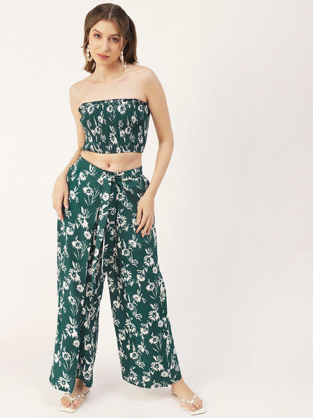 moomaya printed crop top with palazzo co-ords