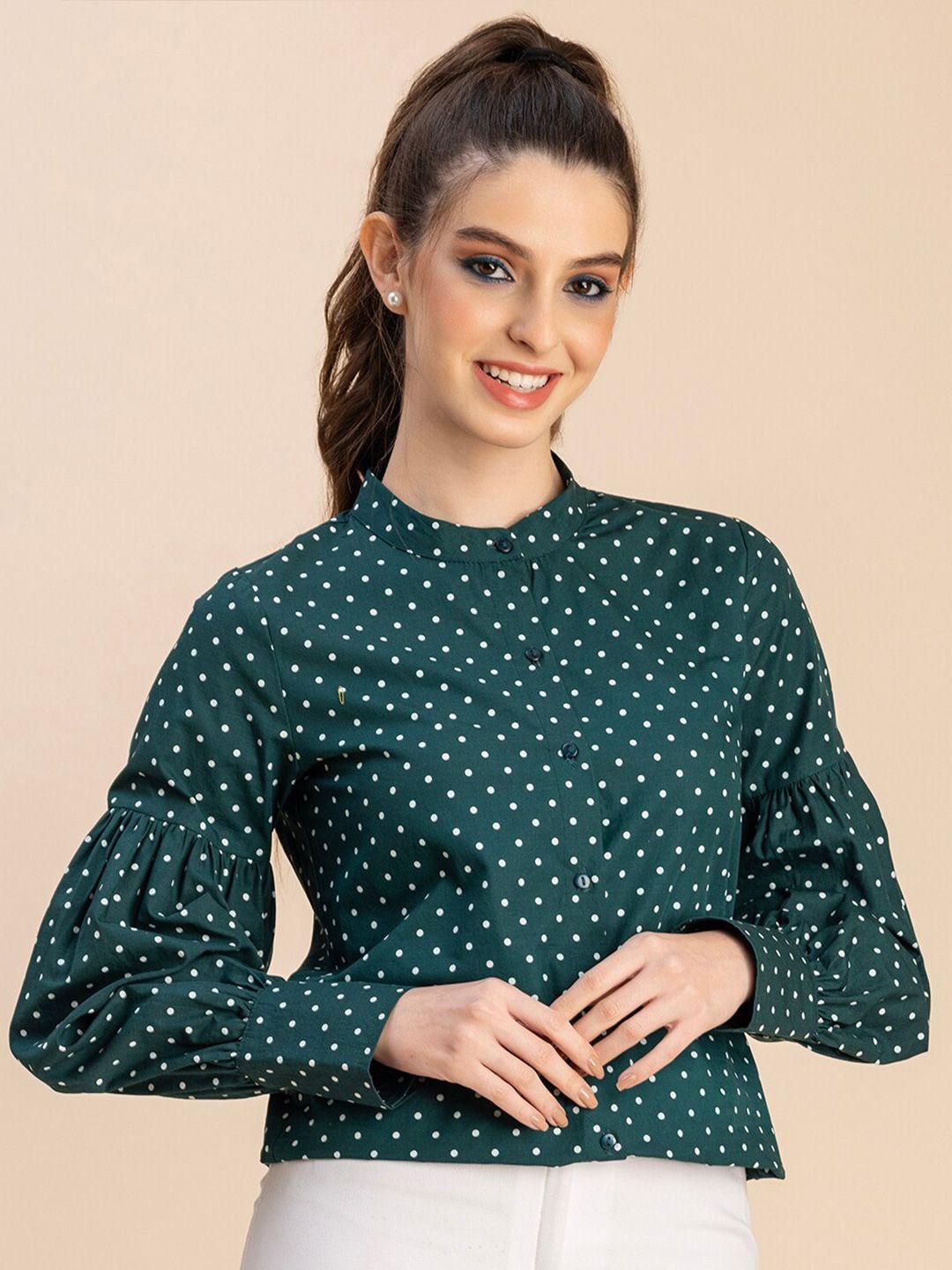 moomaya printed long sleeves mandarin collar opaque regular casual shirt