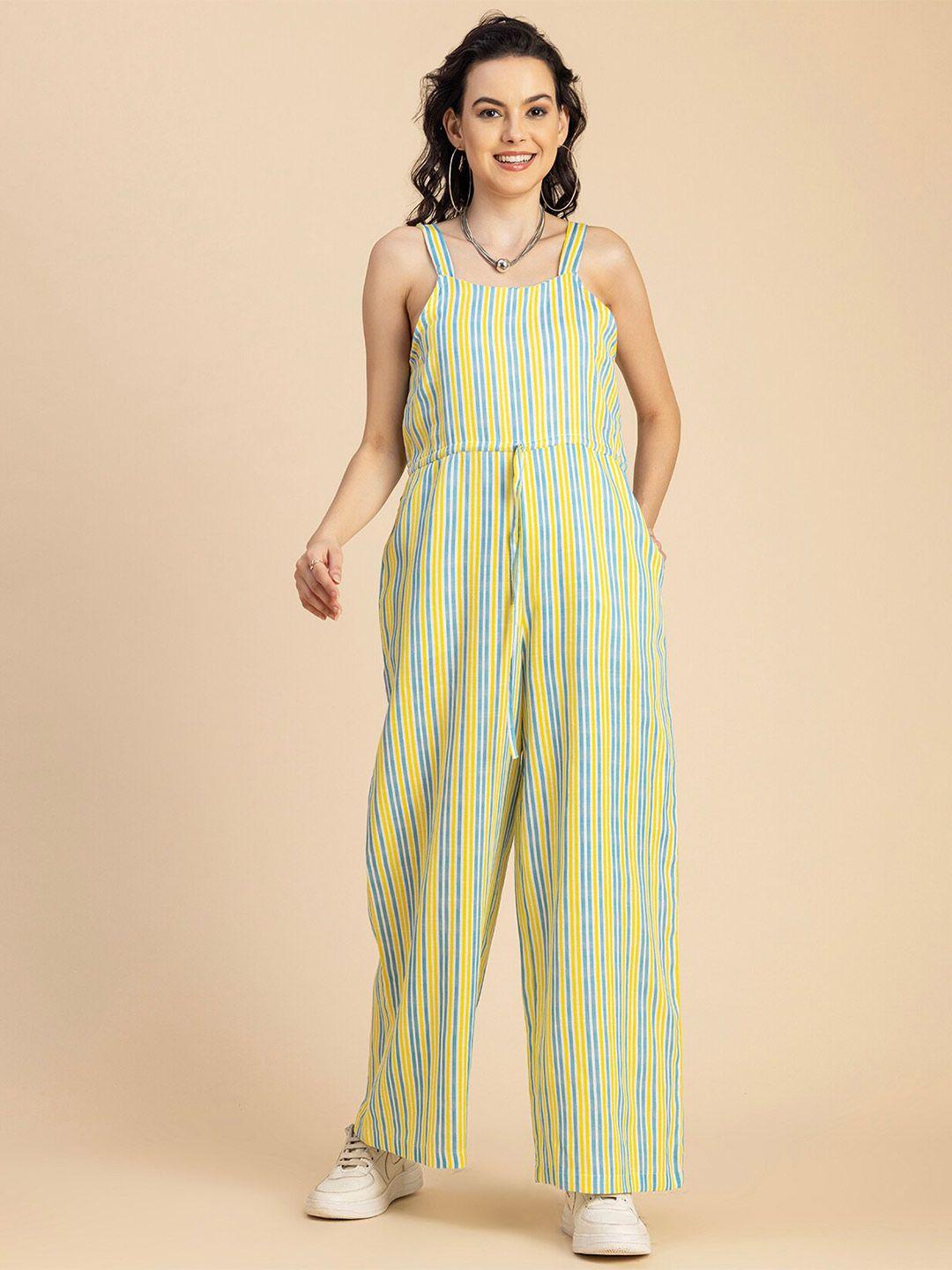 moomaya printed square neck basic jumpsuit