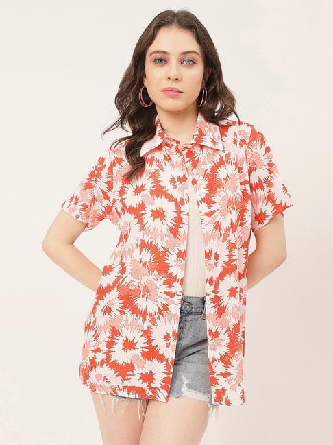 moomaya red & white printed shirt