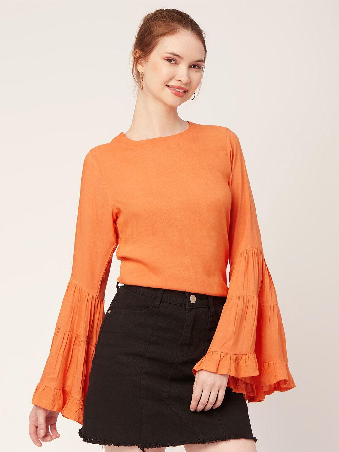 moomaya round neck bell sleeves top