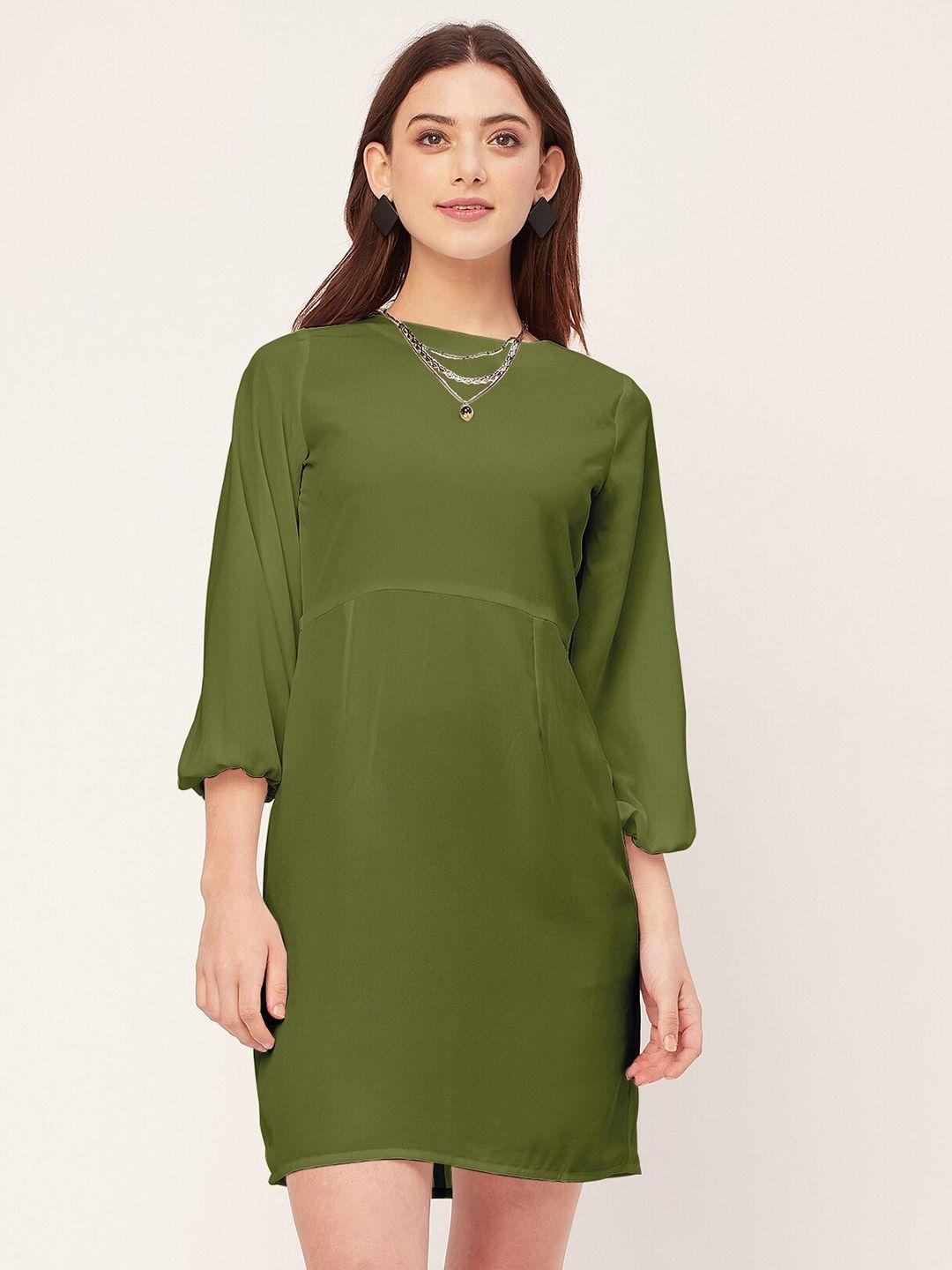 moomaya round neck puff sleeves a-line dress