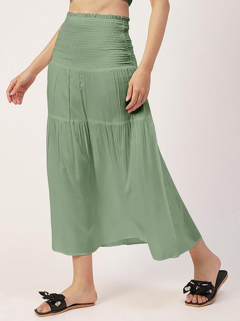 moomaya sage green midi skirt