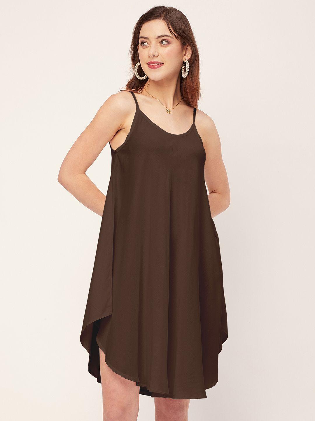 moomaya shoulder straps asymmetric hem a-line dress