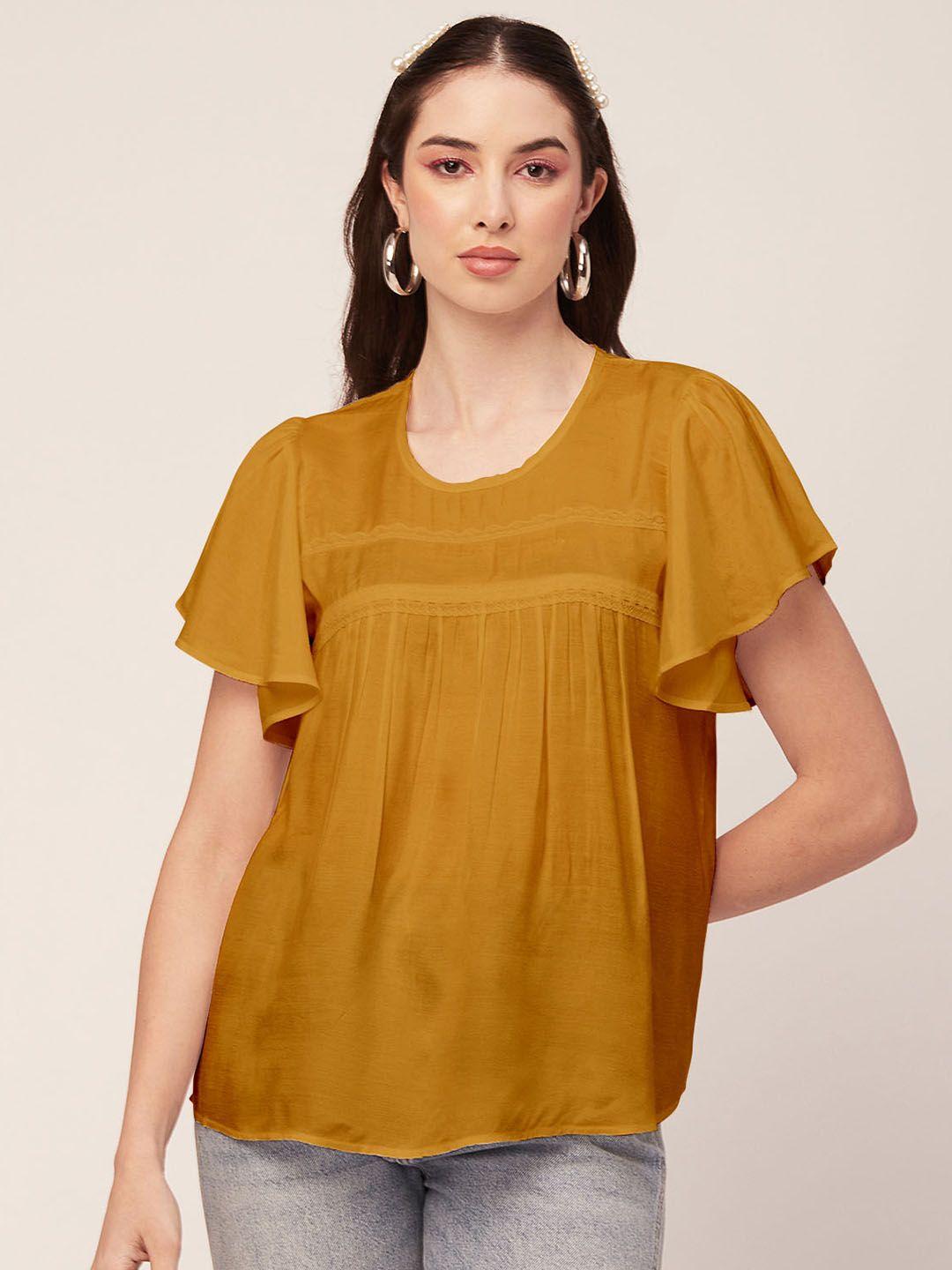 moomaya solid flutter sleeve top