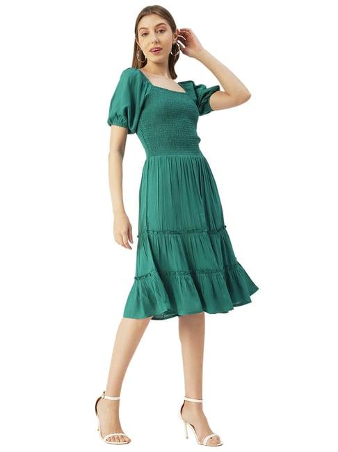 moomaya teal fit & flare dress