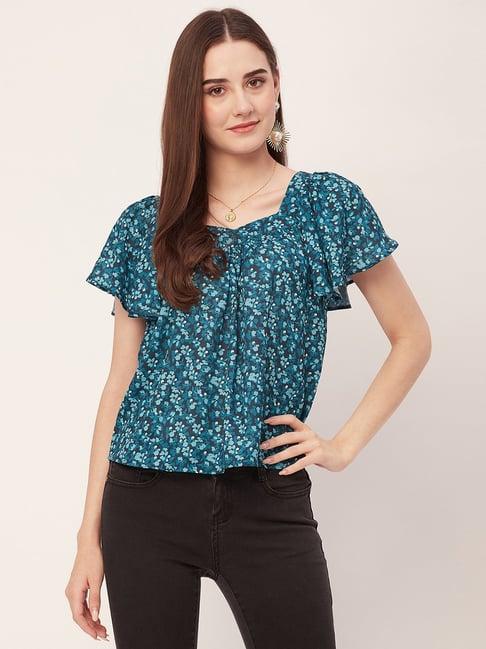 moomaya teal floral print top