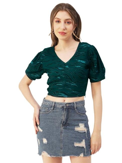 moomaya teal printed crop top