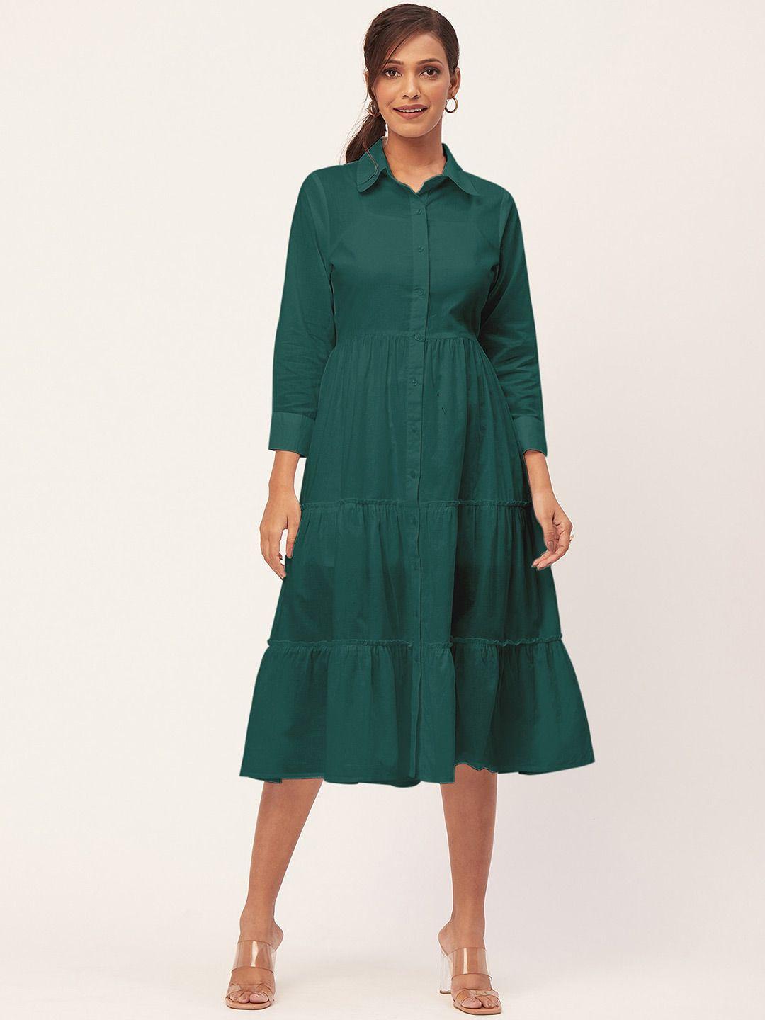 moomaya tiered shirt style midi dress