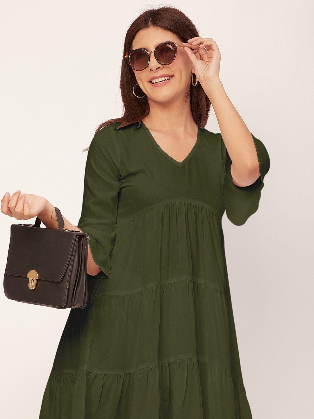 moomaya v neck  bell sleeve above knee empire dress