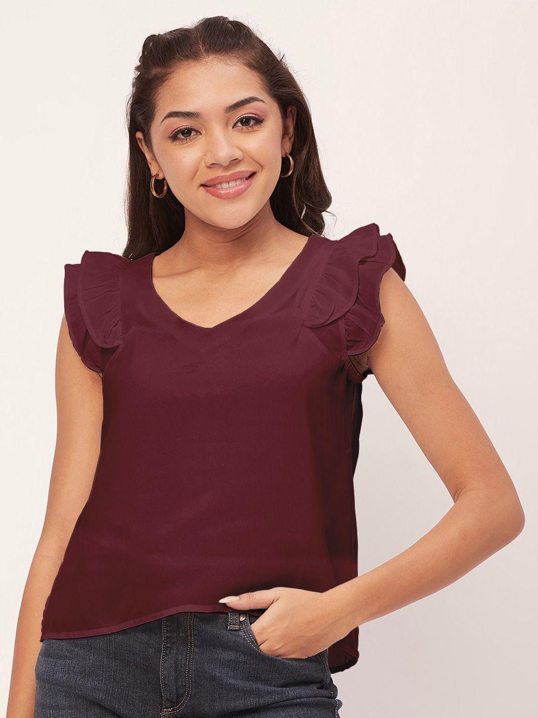 moomaya v-neck flutter sleeves top