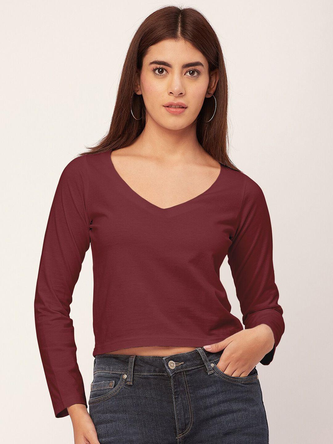 moomaya v-neck long sleeves crop top