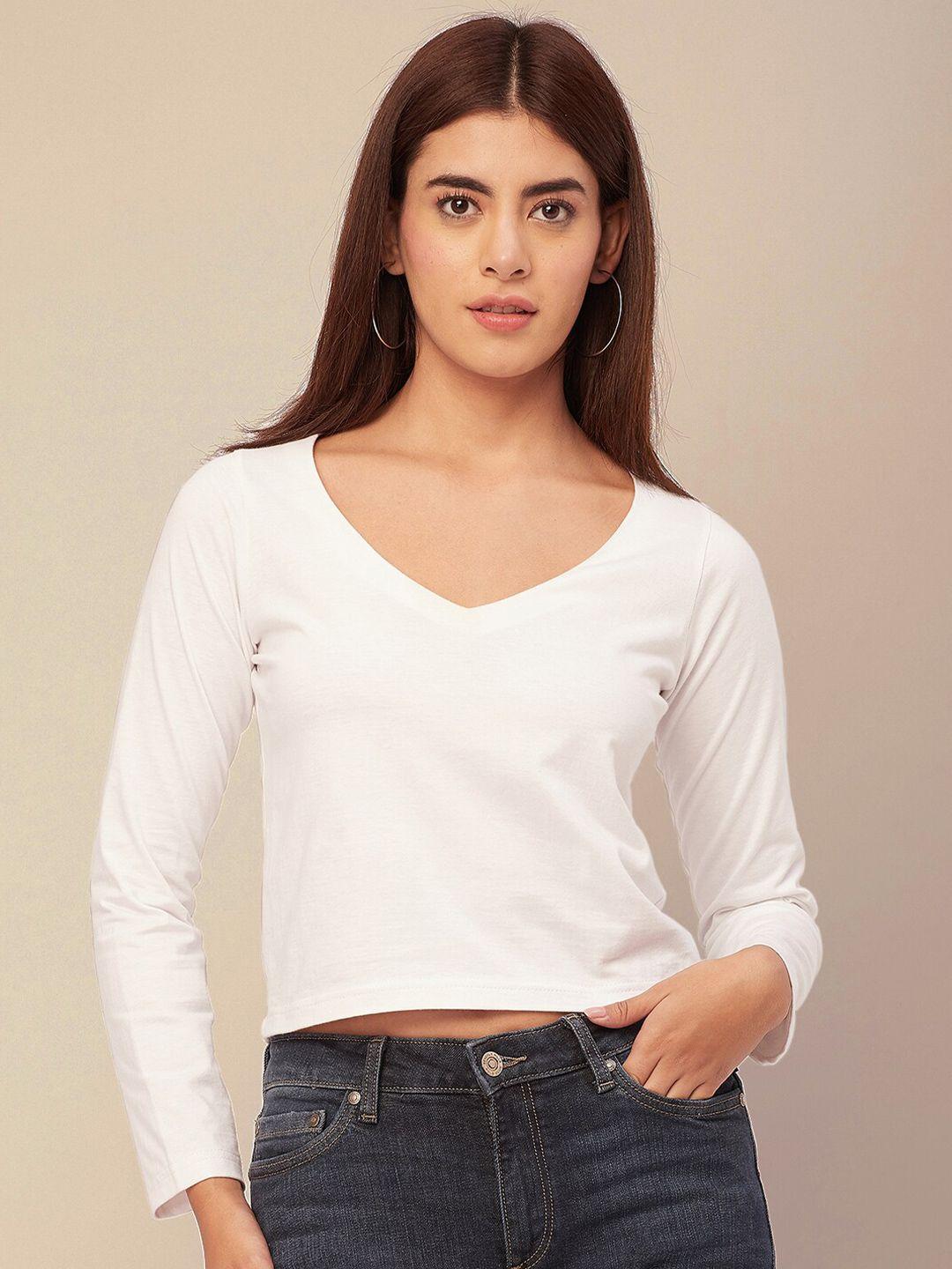 moomaya v-neck long sleeves crop top