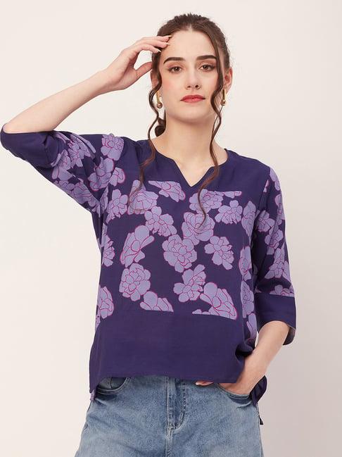 moomaya violet floral print top