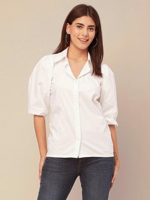 moomaya white regular fit shirt