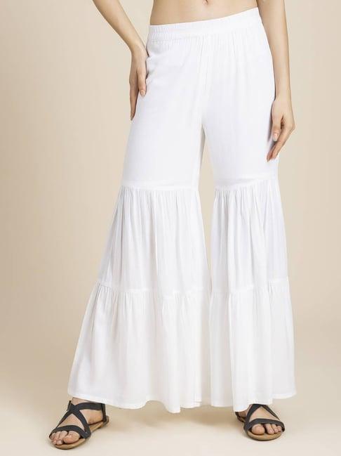 moomaya white relaxed fit palazzos