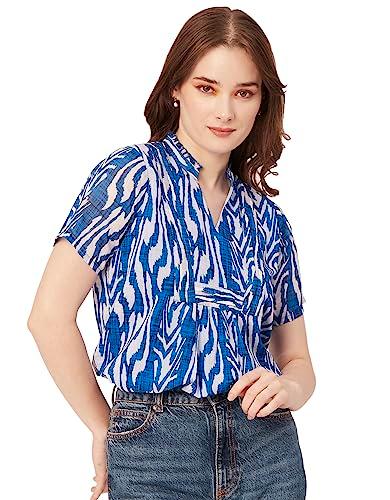 moomaya women’s printed short sleeves shirt top, v-neck casual summer top