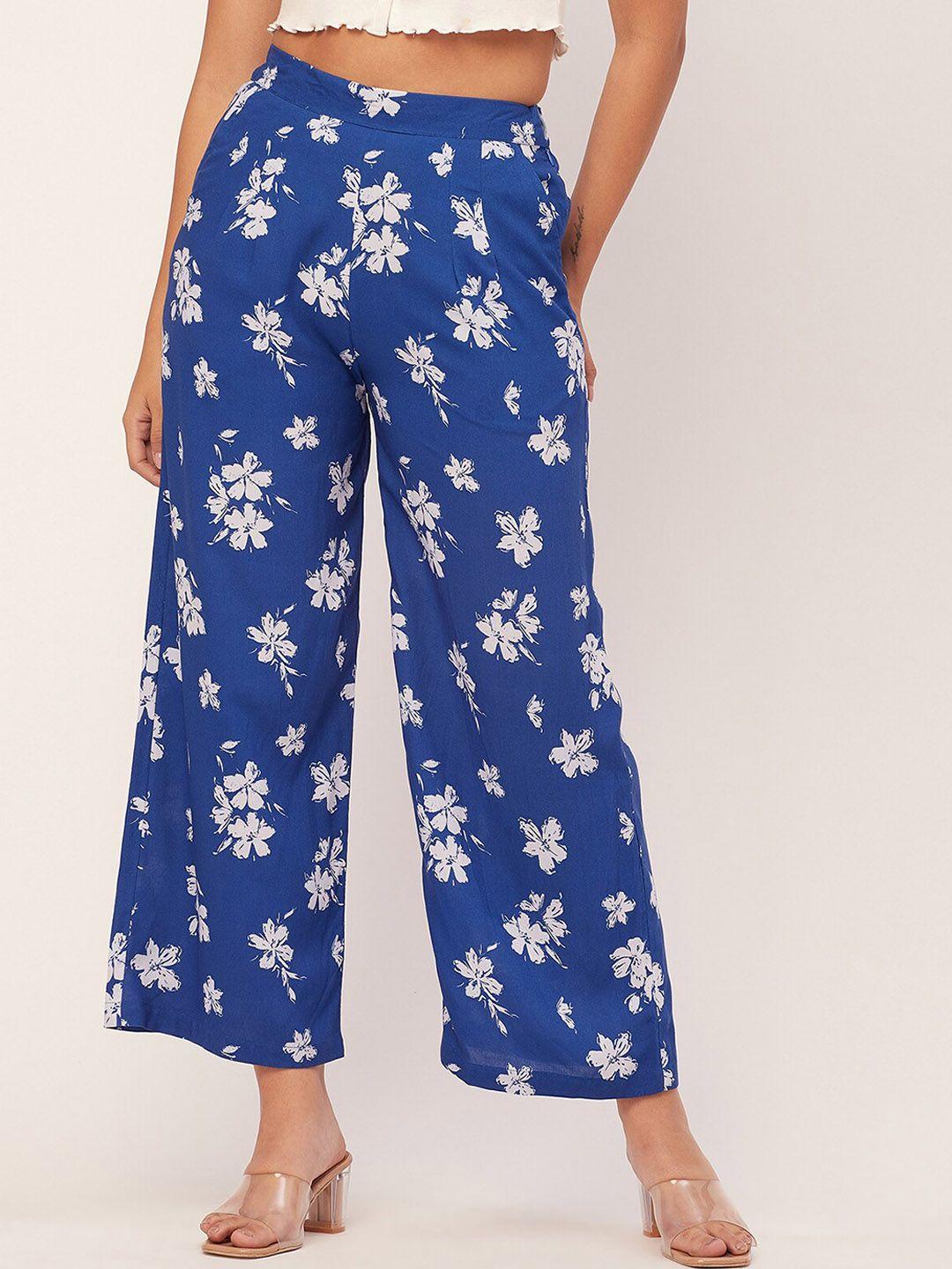 moomaya women floral printed loose fit parallel trousers