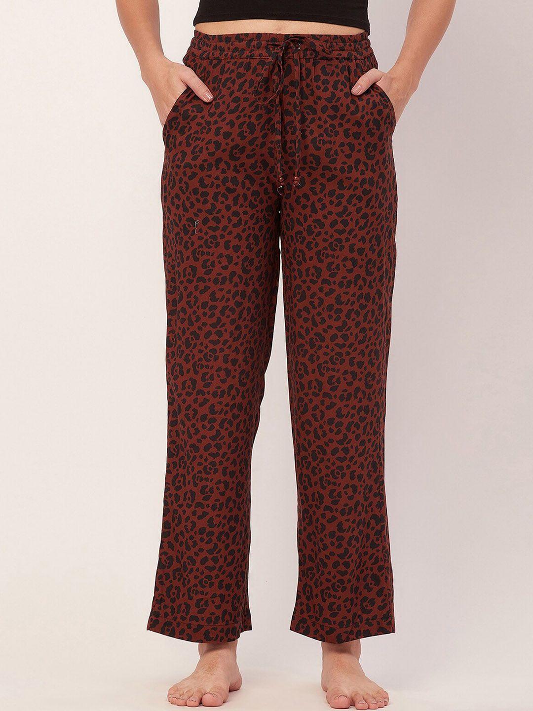 moomaya women mid-rise animal printed lounge pant