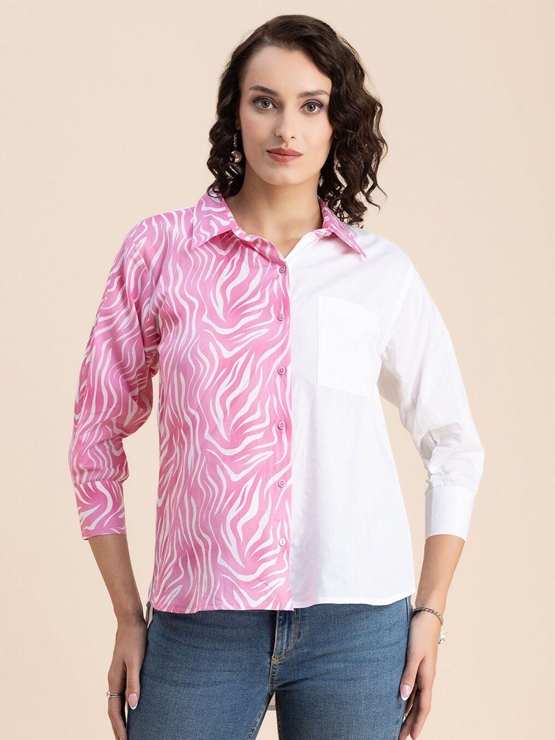 moomaya women pink opaque casual shirt