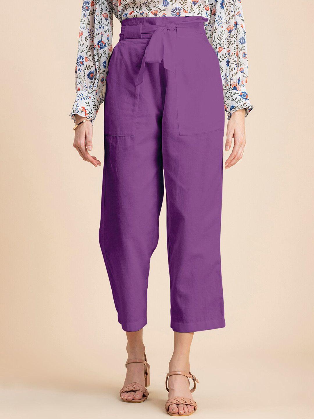 moomaya women straight fit high-rise cotton satin culottes