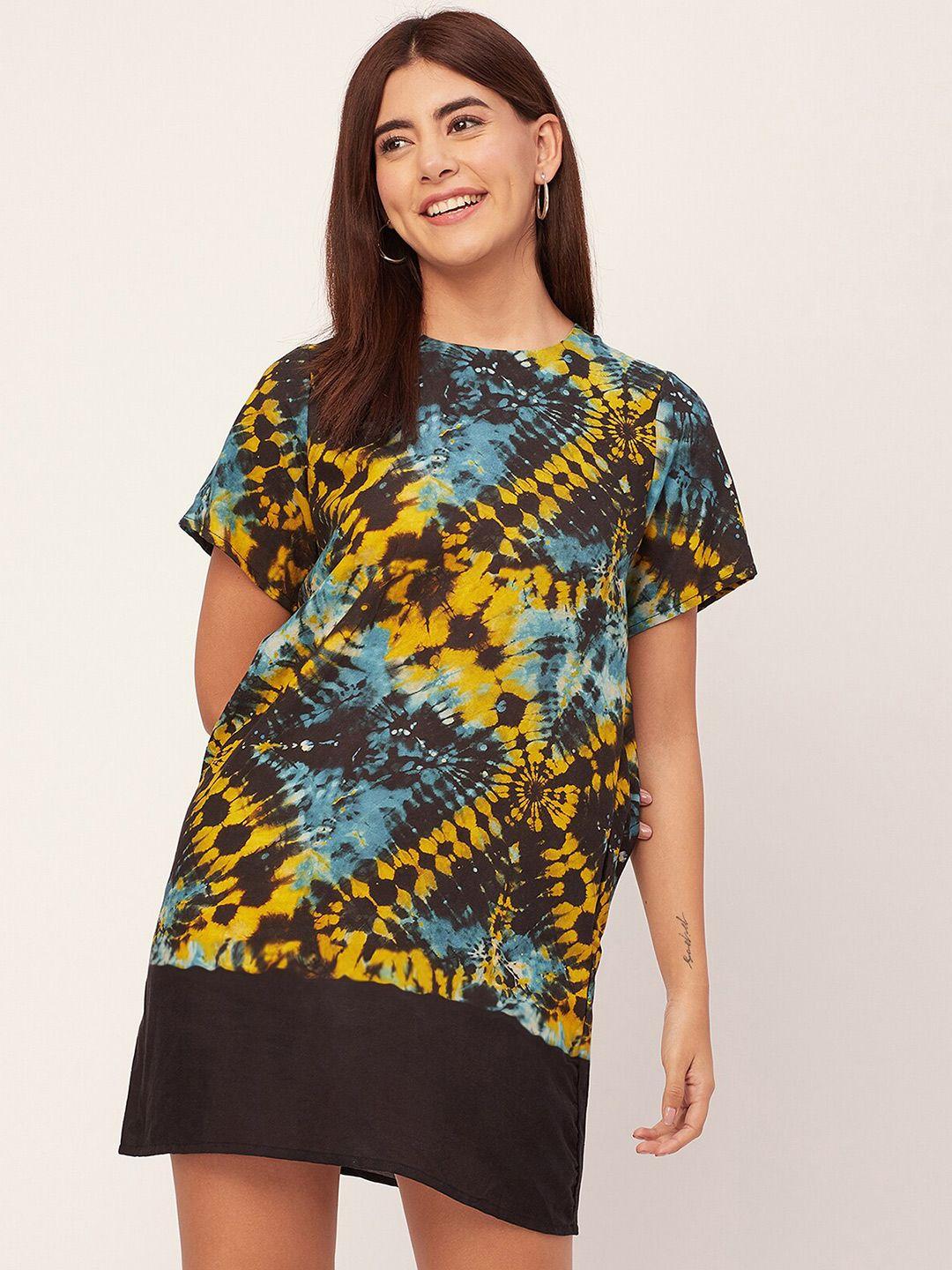 moomaya yellow print a-line dress