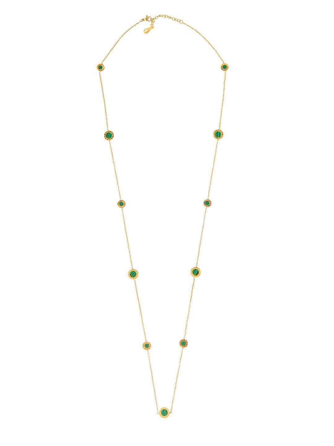 moon dust gold-toned & green brass gold-plated necklace