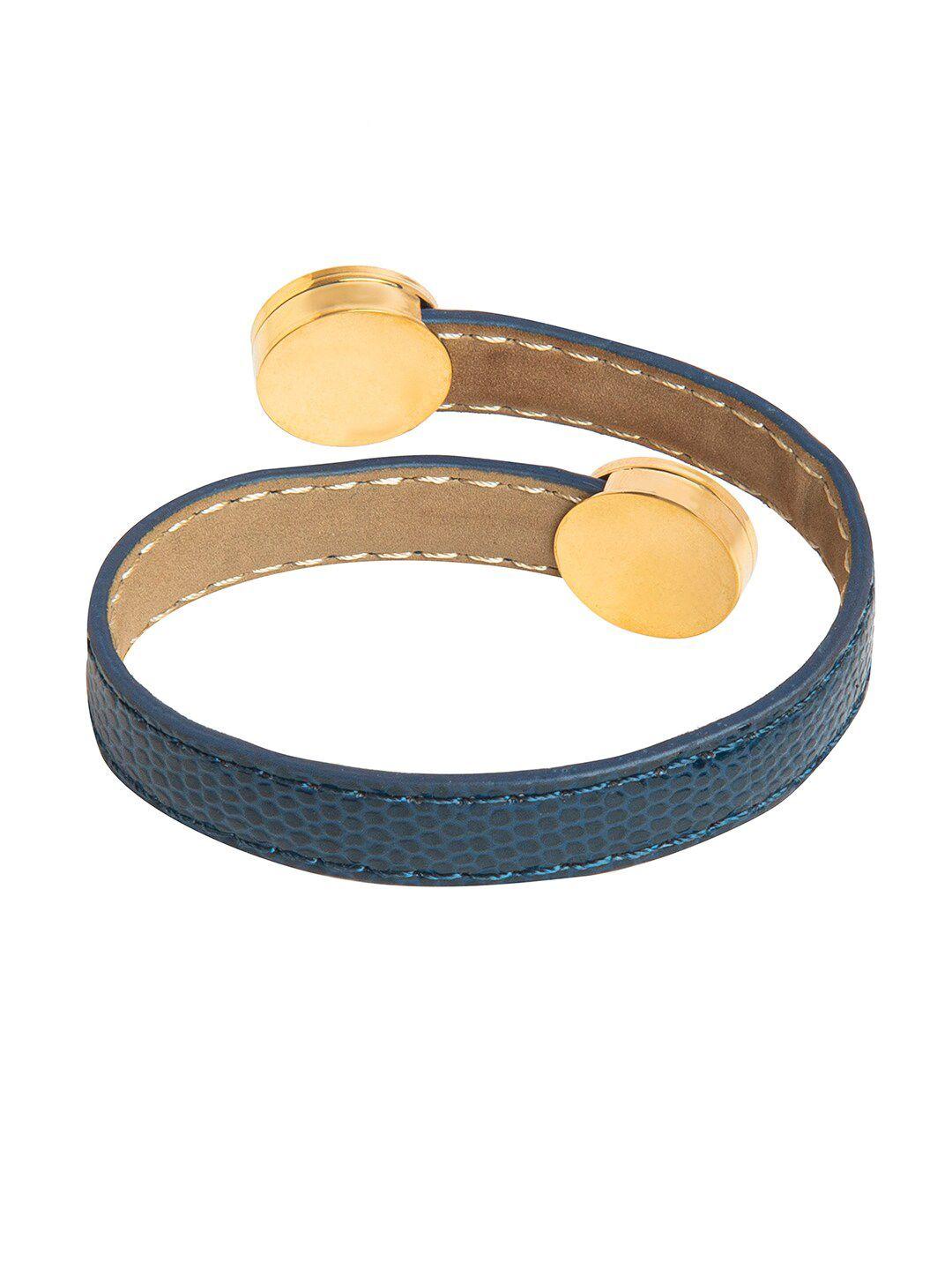 moon dust women blue & & gold-toned leather wraparound bracelet