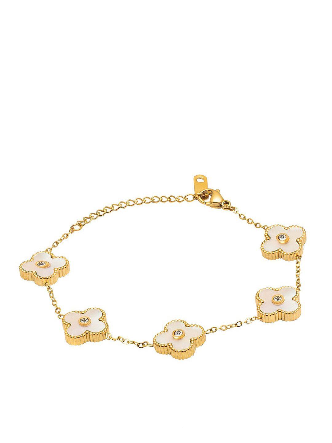 moon dust women gold-plated cz and crystal studded link bracelet