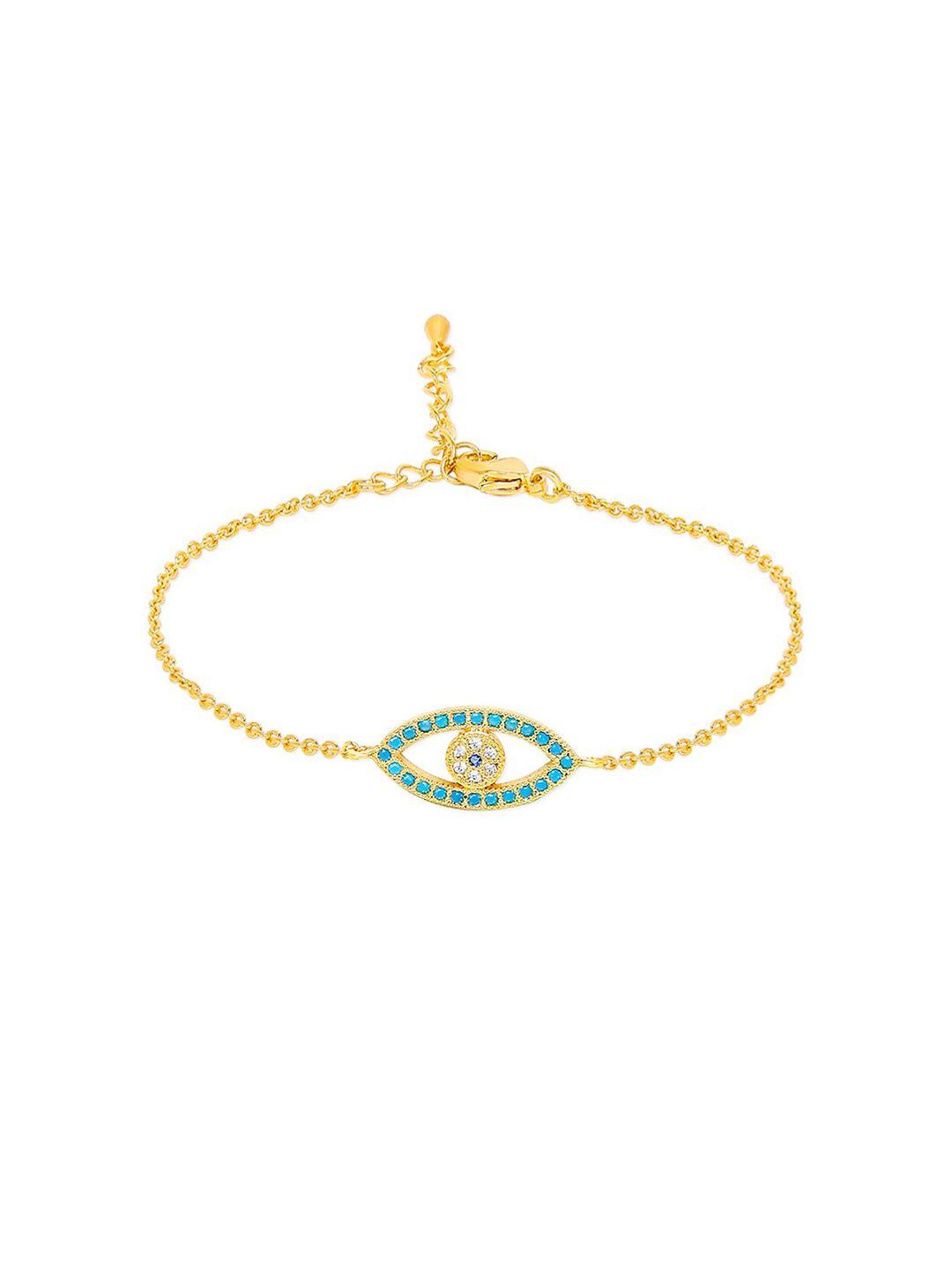 moon dust women gold-toned & blue brass cubic zirconia enamelled gold-plated charm bracelet
