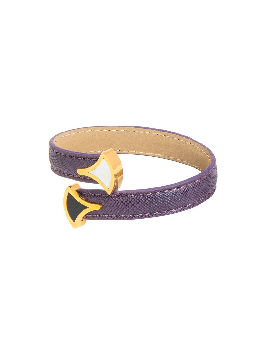 moon dust women purple & gold-toned brass wraparound bracelet