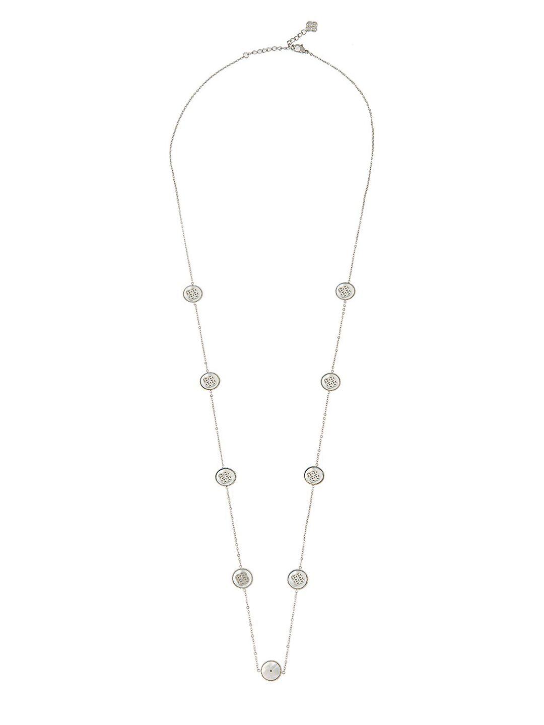 moon dust women silver-toned & white long chain necklace with earrings