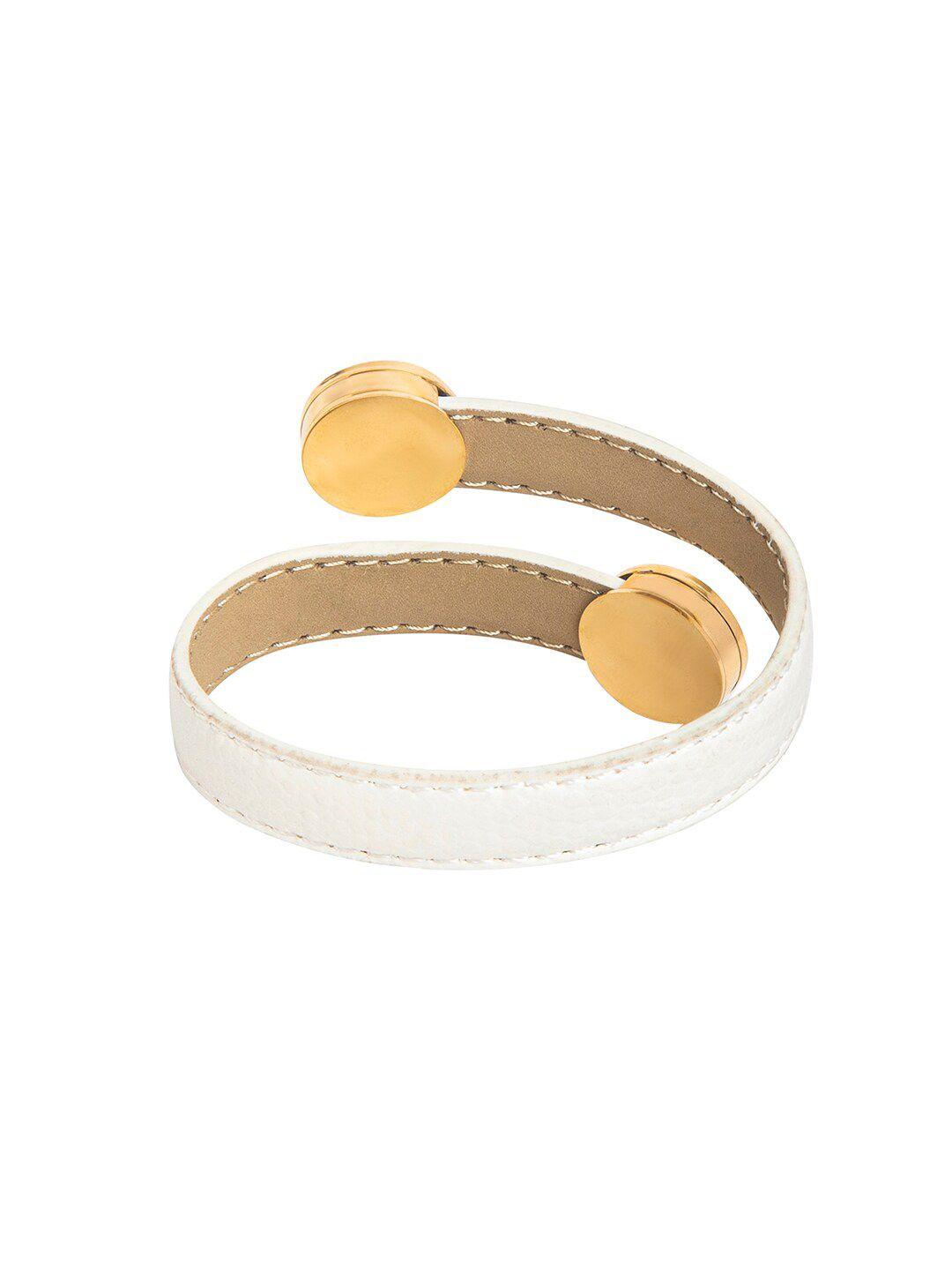 moon dust women white & gold-plated leather wraparound bracelet