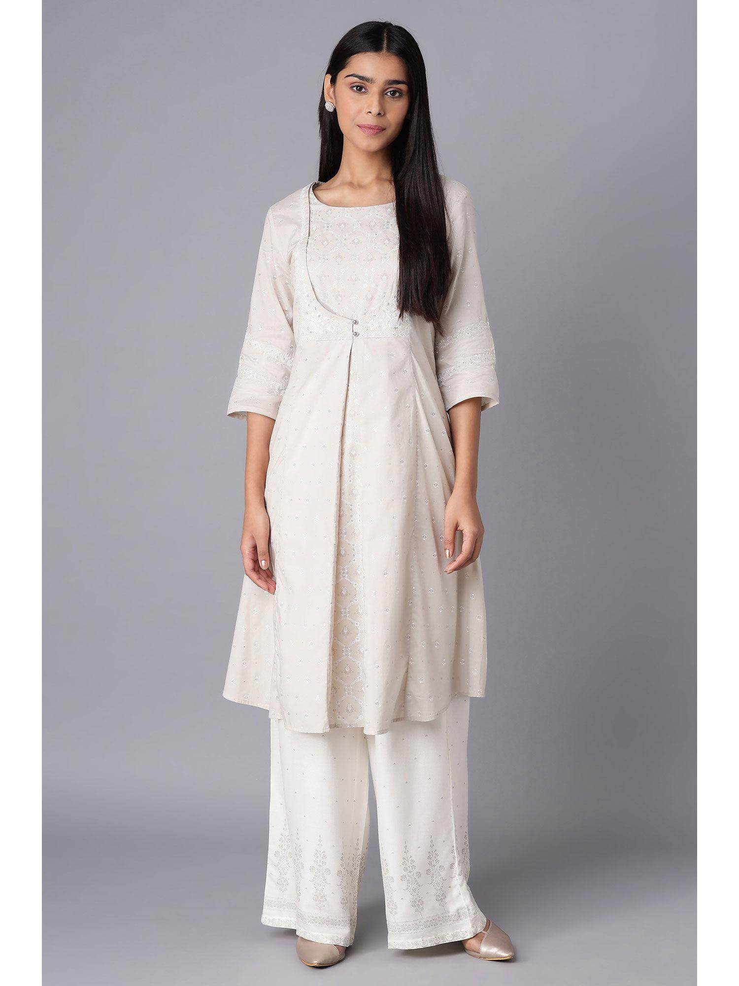 moon struck white floral kurta