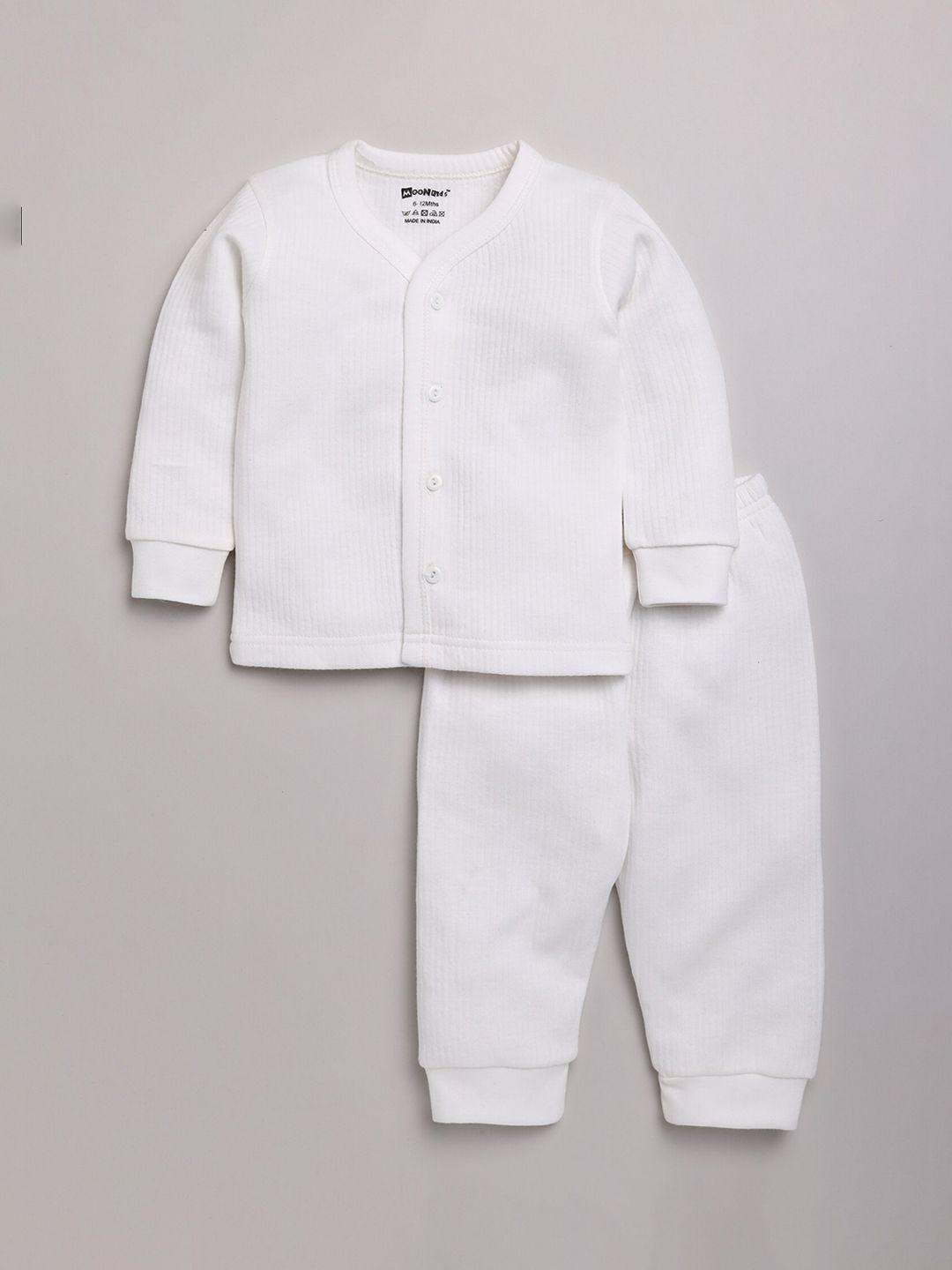 moonkids boys off white solid thermal set