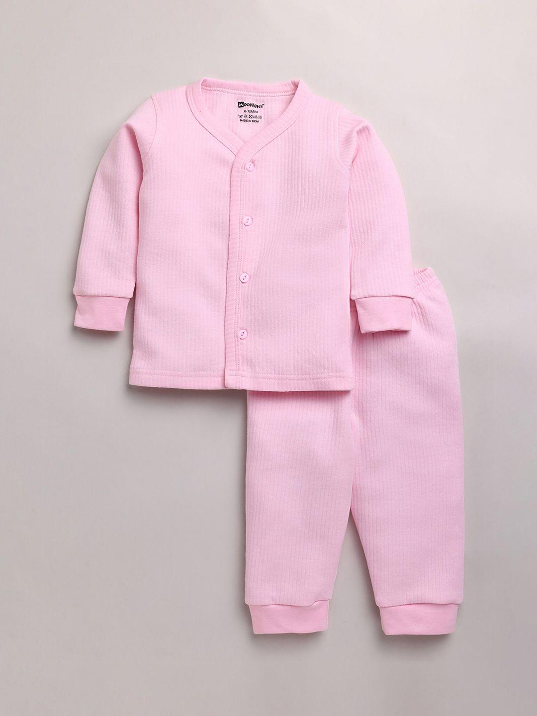 moonkids boys pink solid thermal set