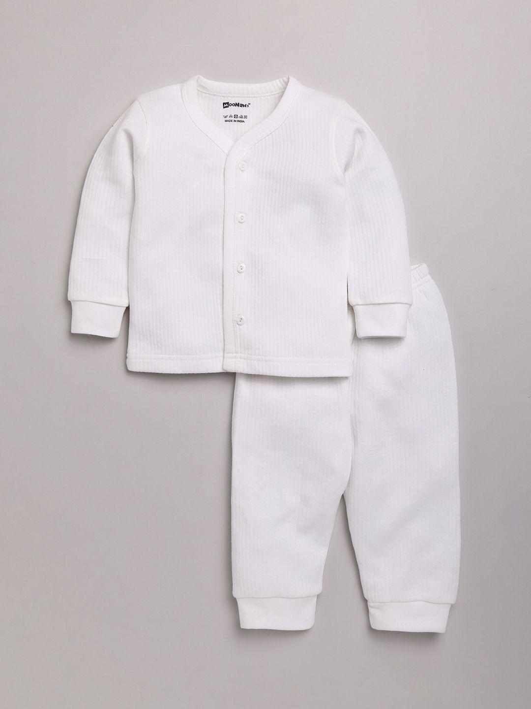 moonkids infant boys off white solid thermal sets