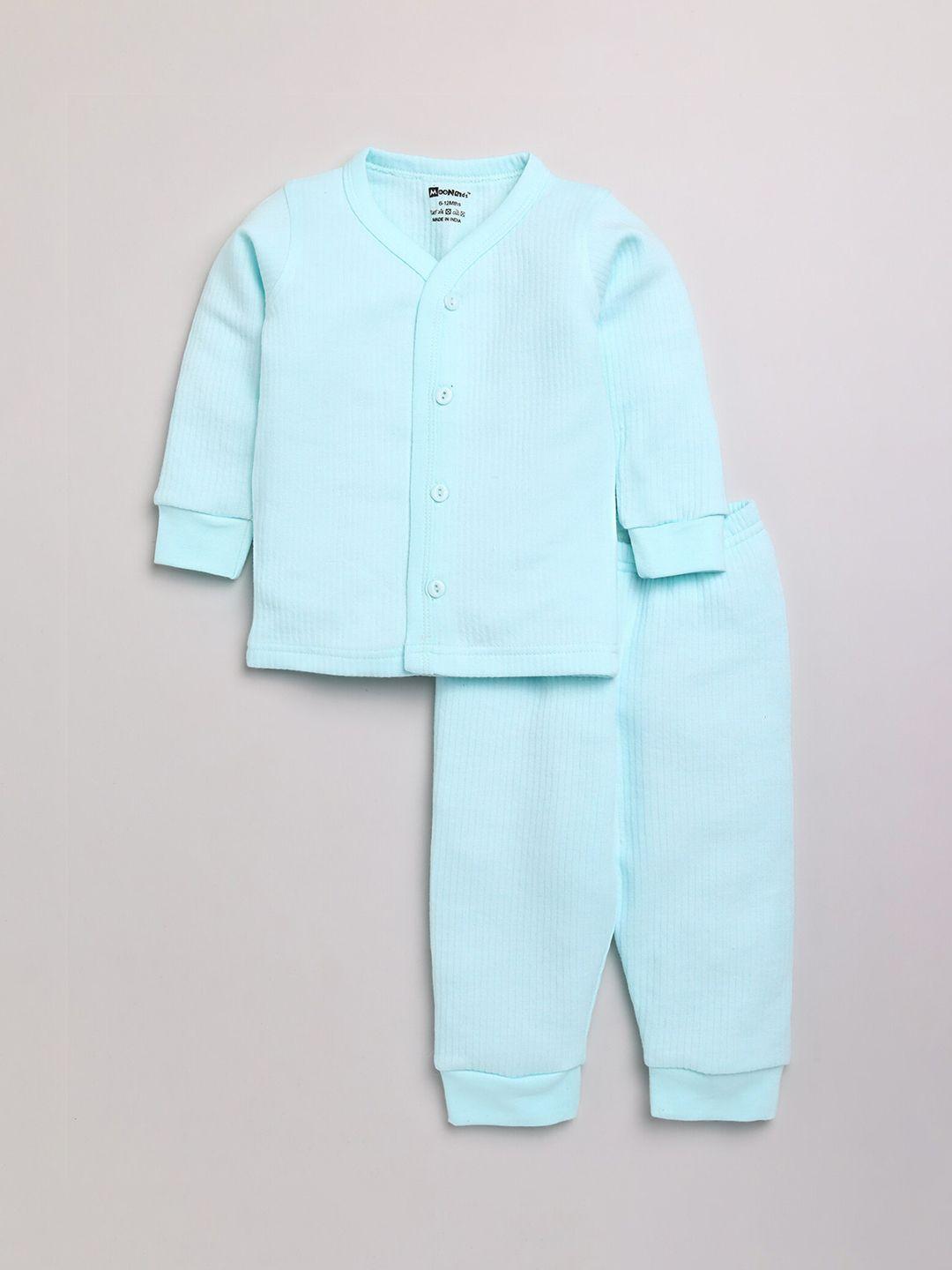 moonkids boy blue self-design cotton thermal set
