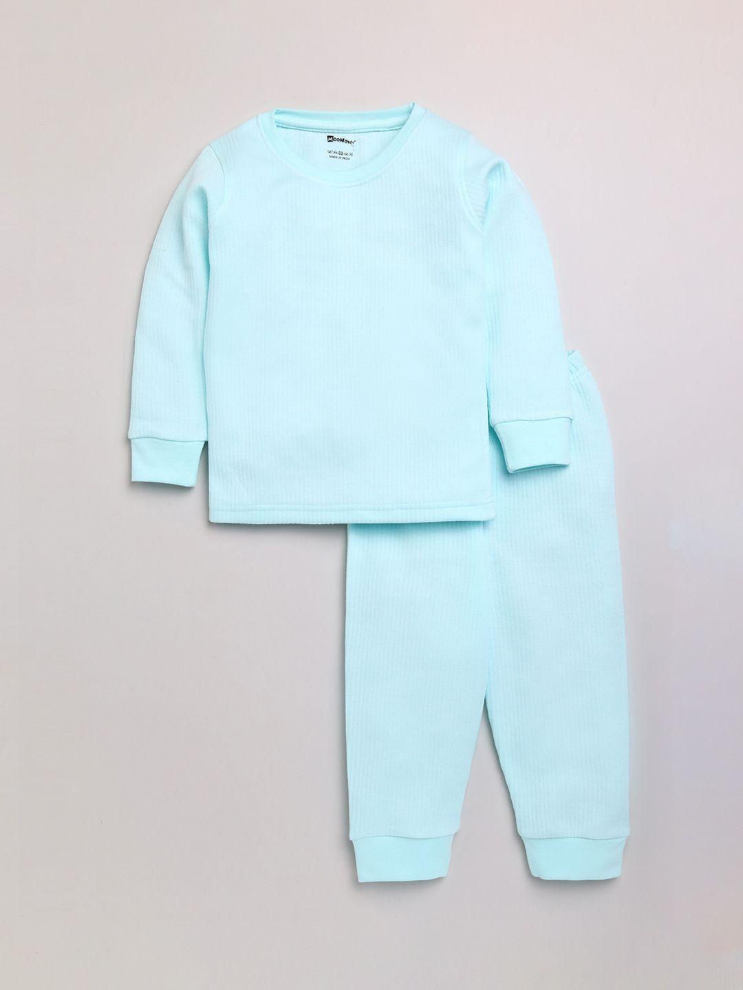 moonkids boys blue solid thermal set