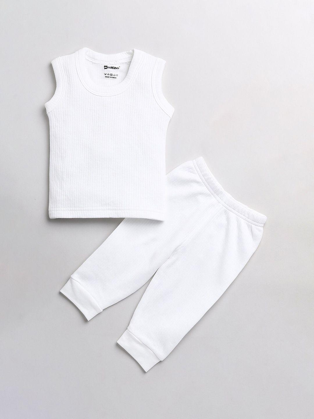 moonkids boys off white solid thermal set