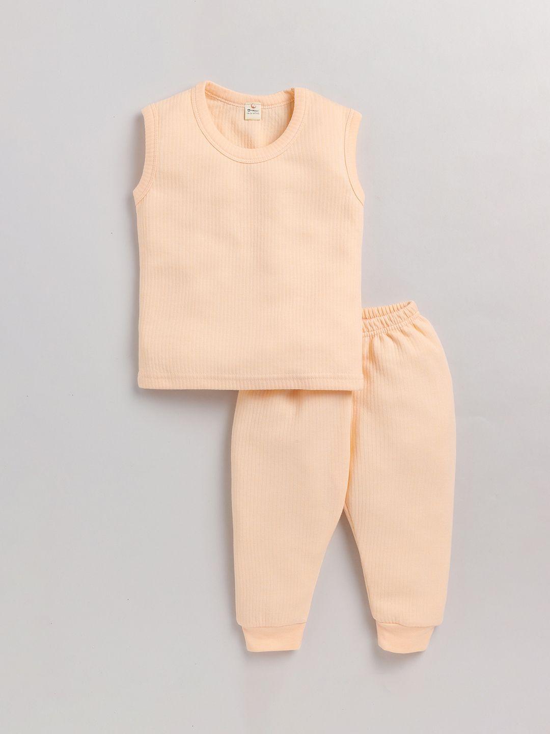 moonkids boys peach colored striped thermal set